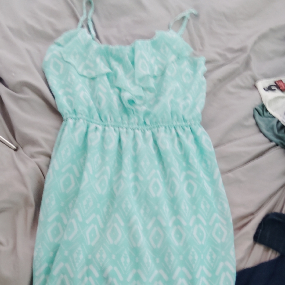 No Boundaries Light Blue Patterned Dress